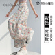 OLDER SEA夏季2025彩色碎花花苞闊腿褲女薄款小個(gè)子高腰垂感直筒燈籠裙褲 彩色碎花裙褲【常規(guī)款】 常規(guī) S 適合80-100斤【高腰收腹】