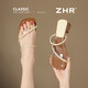 ZHR粗跟拖鞋女法式鉚釘外穿涼拖鞋女氣質(zhì)百搭度假半拖女鞋KN113米37