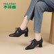 木林森女鞋時(shí)尚氣質(zhì)女士時(shí)裝鞋簡(jiǎn)約百搭系帶小皮鞋女 黑 37