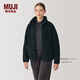 無印良品（MUJI）女式 長毛抓絨 夾克 女外套秋冬款 女裝 外衣 BB2QIA4A 深藏青色 L (165/88A)