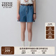 Teenie Weenie小熊牛仔短褲女夏季韓版簡(jiǎn)約休閑松緊高腰時(shí)尚牛仔褲女 深藍(lán)色 M (165)
