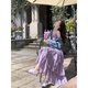 DGOV2025法式甜妹風(fēng)時尚百搭白色蕾絲吊帶連衣裙女沙灘裙蛋糕裙長裙子 淺紫色 S 【85-100斤】