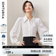 尚都比拉秋季休閑通勤顯瘦長(zhǎng)袖襯衣女設(shè)計(jì)感燈籠袖襯衫 白色 L 
