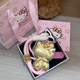 hellokitty黃金0.02克999哈嘍KT招財貓手機掛繩鑰匙扣凱蒂貓禮物 20mg 粉色kt貓掛件+證書禮盒