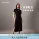 Calvin KleinJeans夏季女士休閑通勤開叉ck純棉針織圓領(lǐng)T恤長裙連衣裙ZW02584 BEH-太空黑 S