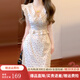 斐莉玥法式小飛袖波點(diǎn)v領(lǐng)連衣裙女夏季2025新款小個子氣質(zhì)收腰魚尾長裙 車?yán)遄犹倚倪B衣裙[釣系約會裙/ XL 120-140斤