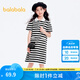 巴拉巴拉童裝女童裙子夏裝連衣裙A型POLO裙中大童時(shí)尚舒適寬松潮 黑白色調(diào)00491 140
