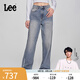 Lee【張凌赫代言】商場同款春夏428懶懶褲舒適高腰直腳女牛仔褲潮 淺藍色 28