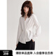 ELLE白色高級(jí)感優(yōu)雅V領(lǐng)襯衫女2025春季新款收腰顯瘦氣質(zhì)純棉小衫 白色 S