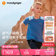 moodytiger男童短袖T恤速干夏季小細格兒童上衣童裝輕薄透氣拼接排汗運動衣