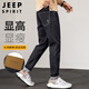JEEP SPIRIT吉普牛仔褲男士2025秋季寬松水洗彈力小腳休閑長褲子 黑色 32