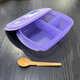 特百惠（Tupperware）可微波加熱飯盒上班族學(xué)生午餐便當(dāng)盒塑料密封冷藏保鮮飯菜湯碗 1升分格飯盒-冰沙紫帶勺
