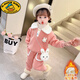 G.DUCKKIDS女寶寶加絨套裝秋冬裝洋氣可愛兒童厚衣服1到2三4五6歲女童兩件套 粉色帶包 110 cm