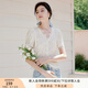 香影v領(lǐng)淺藍(lán)色上衣女夏短袖2025新款蕾絲拼接氣質(zhì)法式正肩t恤小衫 米白 M 160/84A/95-110斤