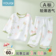 優(yōu)奇寶寶夏季套裝嬰兒夏裝空調(diào)服長袖衣服薄款分體兩件套睡衣家居內(nèi)衣 【薄，后背網(wǎng)眼】旺旺綠 80