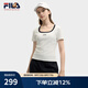 FILA 斐樂(lè)官方女士針織短袖衫2025夏新款時(shí)尚休閑簡(jiǎn)約修身U領(lǐng)T恤 云菇白-WT M 165/84A/M