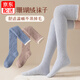 北虞珊瑚絨過(guò)膝襪女加絨加厚保暖長(cháng)筒襪可愛(ài)小腿襪地板襪暖足襪圣誕襪 咖色+藍色