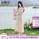絲柏舍法式碎花裙2025夏裝新款女裝甜美風(fēng)泡泡袖V領(lǐng)收腰連衣裙S52B1639L