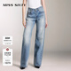 MISS SIXTY【免費(fèi)改褲】進(jìn)口牛仔面料牛仔褲復(fù)古顯瘦百搭女紐扣直筒長(zhǎng)褲休閑 中藍(lán) XS (23-24碼)