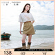 三彩大碼女裝2025夏季新款全棉中腰牛仔短裙半身裙A字顯瘦甜酷胖MM