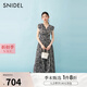 SNIDEL2025春夏新品優(yōu)雅收腰V領荷葉邊印花茶歇連衣裙SWFO252003 黑色 M (1)