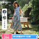 Olrain歐芮兒藍(lán)色綁帶上衣碎花半裙套裝女夏季2025新款時(shí)尚兩件套 藍(lán)色 M