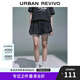 UR2025夏季新款女裝復(fù)古學(xué)院拼接腰頭牛仔半裙UYU850065 藍(lán)色 S