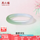 周六福（ZLF）七夕禮物  半山半水玉髓手鐲女淺白綠寬條新中式國(guó)風(fēng)送女友禮物 56mm