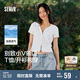 森馬（Semir）短袖t恤女短款修身顯瘦上衣25夏涼感正肩辣妹打底衫109325100008