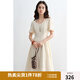 獨(dú)束大碼女裝純色方領(lǐng)法式氣質(zhì)連衣裙夏裝新款收腰顯瘦領(lǐng)證小白裙 香草米 4XL （尺碼：6）