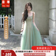 蕓蕁裙子女夏季2025新款絕美清純海邊度假仙女裙氛圍感氣質(zhì)網(wǎng)紗吊帶連 長(zhǎng)吊帶+綠色長(zhǎng)裙 S 80-100