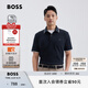 BOSS博斯【七夕節(jié)禮物】【珠地布】男士夏徽標(biāo)貼片彈力修身短袖Polo衫 404-深藍(lán)色 L