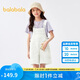 巴拉巴拉女童褲子兒童牛仔褲夏款中大童時(shí)尚短褲甜美背帶褲潮208224110006
