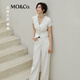 MO&Co.【秦嵐同款】西裝馬甲2025夏新品棉麻V領(lǐng)收腰短款白色MBE2WAIT02 牛仔白色 S /160