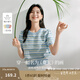茵曼（INMAN）索羅納涼感條紋短袖t恤女裝輕薄2025夏季新款針織衫上衣 藍(lán)色【好評返現(xiàn)】 M