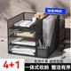 賓納A4辦公桌收納置物架文件收納盒辦公用品文件架桌面書(shū)架多層大容量文件框文件座紙資料檔案整理架 經(jīng)典黑—A4組合架 在右
