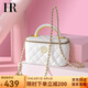 HR赫蓮娜女包小方包菱格鏈條包斜挎包手提盒子包單肩斜挎包生日禮物 白色