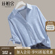 絲柏舍通勤襯衫2025夏裝干練翻領(lǐng)撞色波點(diǎn)單排扣上衣