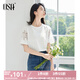 歐莎（OSA）2025夏季新款蕾絲拼接短袖女獨(dú)特別致通勤休閑T恤上衣七夕 白色 L