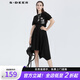 sdeer女裝圓領(lǐng)字母印花收腰短袖連衣裙S21281244 黑色/91 S 160
