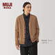 無印良品（MUJI） 男式 羊毛 可水洗高針距 V領(lǐng)開衫 男士毛衣冬季男款AA0PFA4A 駝色 L （175/100A）