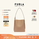 芙拉（FURLA）【限時優(yōu)惠】MIANOVA牛皮大號女士上班通勤大容量單肩包水桶包 褐色