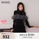 SNIDEL秋冬薄紗吊帶半高領(lǐng)針織連衣裙兩件套SWNO245065 黑色 均碼 （F）