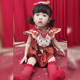 紛資言女寶寶周歲禮服紅色中式抓周禮服一歲生日周歲宴國(guó)風(fēng)百天冠衣夏季 紅色無(wú)袖包屁衣+云肩【送發(fā)帶】  36cm 80【15-20斤】