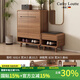 CATHYLOUTTE德國(guó)品牌實(shí)木框架家用鞋柜換鞋凳入戶大容量一體組合玄關(guān)靠墻鞋架 胡桃色0.82米兩門兩抽+換鞋凳