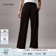 Calvin Klein Jeans春夏女士通勤松緊腰簡約ck字母針織開叉休閑褲J223488 BEH-太空黑 M