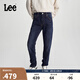 Lee705標準中腰錐形深藍色男牛仔褲保暖潮