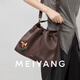 美洋（MEIYANG）松露斜挎包 仿真皮通勤休閑手提云朵包含掛件新年情人節禮物 深咖色 均碼