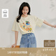 茵曼【商場同款】休閑印花全棉夏季女裝百搭寬松短袖t恤上衣淺杏色  M