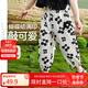 ASK JUNIOR女童褲子2025夏薄款滿印燈籠褲束腳長褲休閑運(yùn)動(dòng)褲 米白色 120 